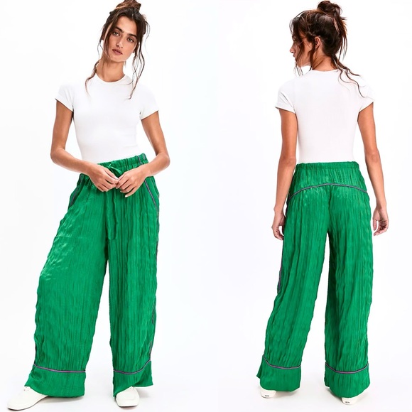 Free People All Out Satin Pants - Picture 1 of 8